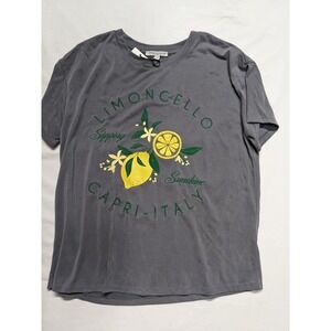 NWT Green Envelope Limoncello Capri Italy Embroidered Graphic T-Shirt Gray Med